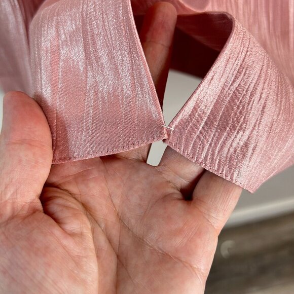 Jacques Vert Petal Pink Shiny Crinkle A-Line Midi Skirt Sz 18 Lined Full New - Picture 6 of 8